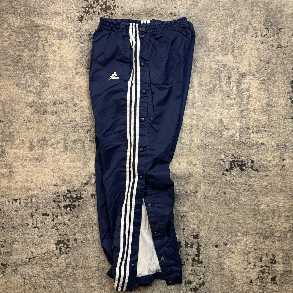 Vintage Y2K Adidas Track Pants Men M Blue Nylon Lined Swooshy Retro 2000s